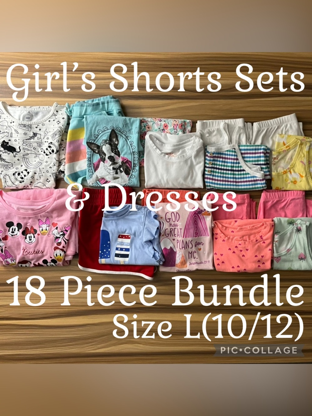 Girl Clothes 18 Piece Bundle Tees Tank Tops Short Sets and Dresses Size L(10/12)